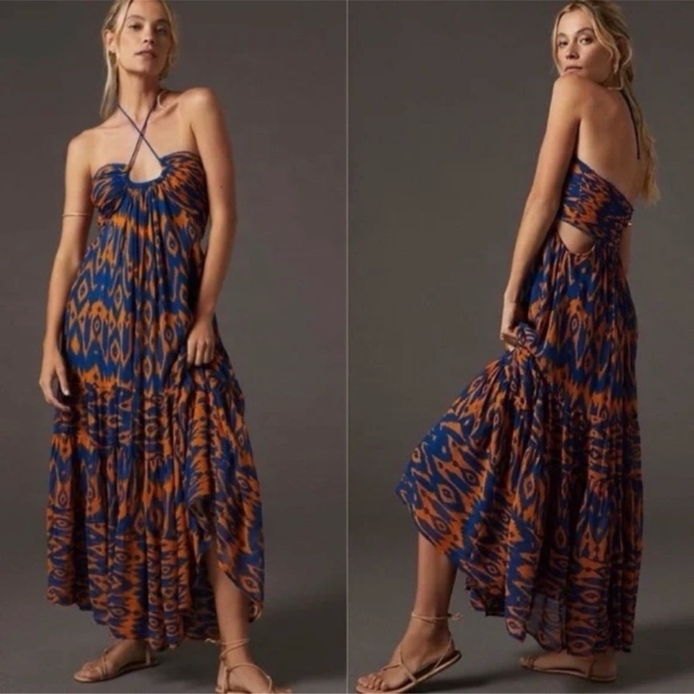 ANTHROPOLOGIE Verb Pallahvi Singhee CUT OUT Tropical Halter Maxi Dress SZ MED - Picture 9 of 9